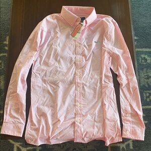 Vineyard Vines Boys Pink Gingham Shirt NWT. Size 18